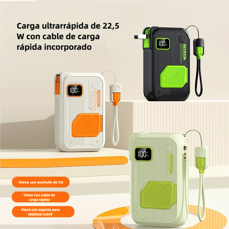 Power Bank Magnético Inalámbrico 20,000mAh - Carga Rápida 22.5W, 15W Inalámbrica, Entrada/Salida Tipo C, Enchufe AC Integrado BP004 - Yesmart