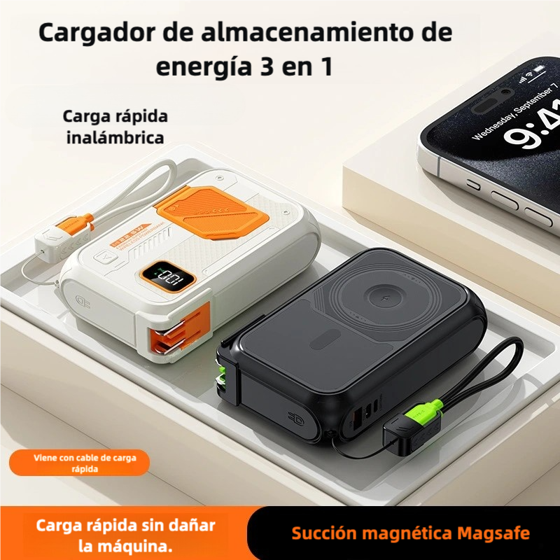 Power Bank Magnético Inalámbrico 20,000mAh - Carga Rápida 22.5W, 15W Inalámbrica, Entrada/Salida Tipo C, Enchufe AC Integrado BP004 - Yesmart