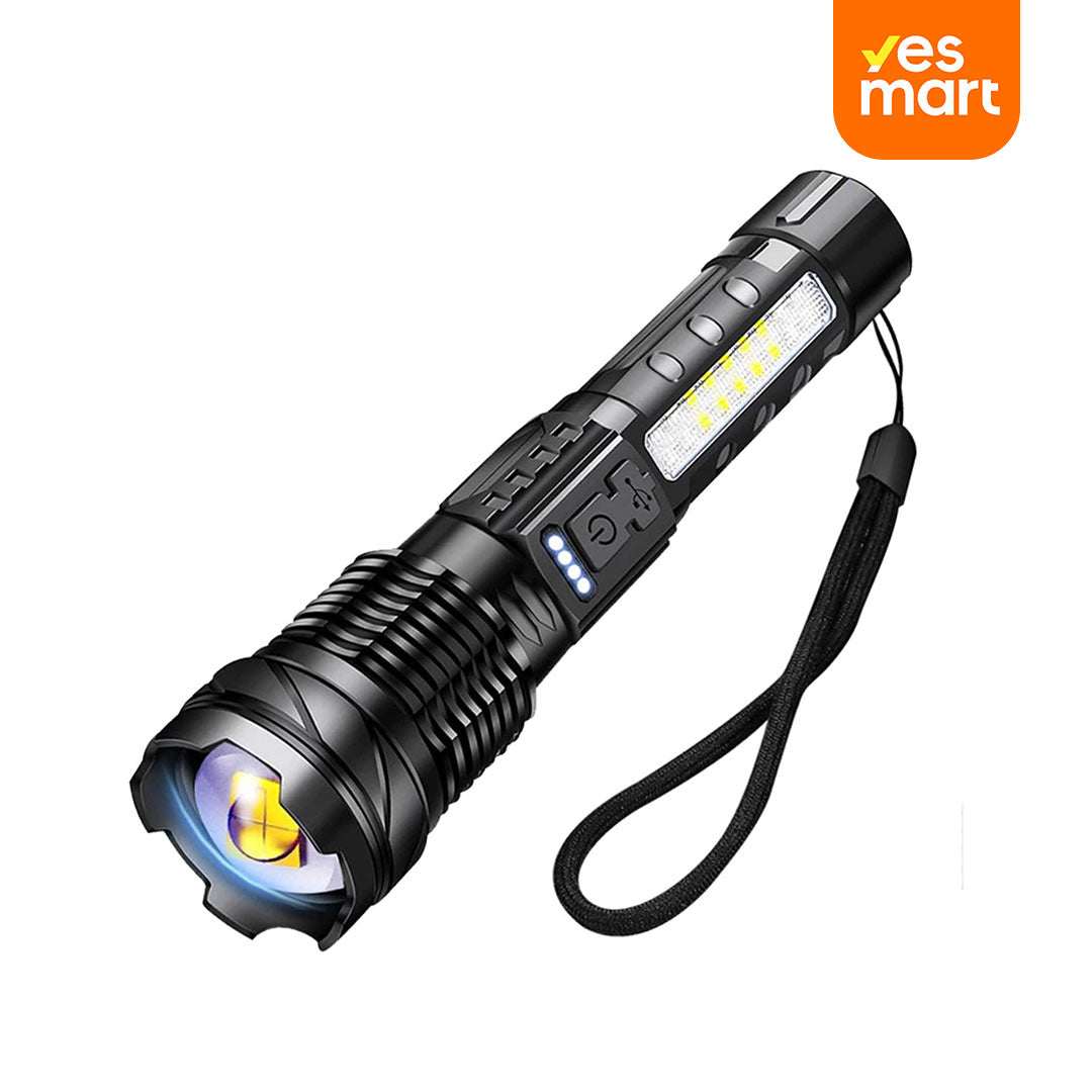 Linterna LED Táctica de Alta Potencia - Recargable USB, Impermeable IPX4, Ajuste de Zoom, 20,000 Lúmenes - HE003