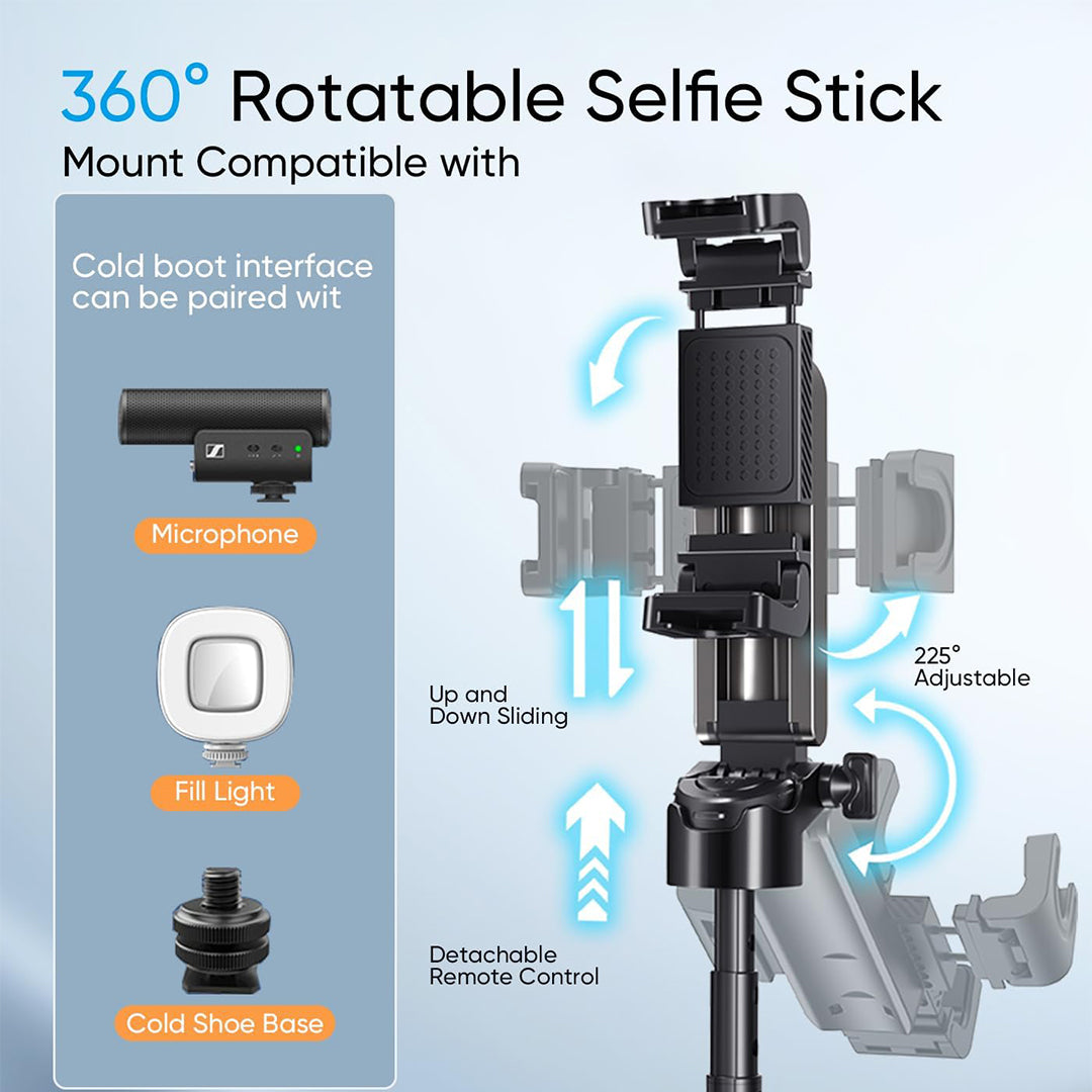 Trípode para Selfie Portátil con Control Remoto Inalámbrico, 2 Luces de Relleno Ajustables y Soporte Retráctil para iPhone, Ideal para Fotografía y Transmisión en Vivo SC004 - Yesmart