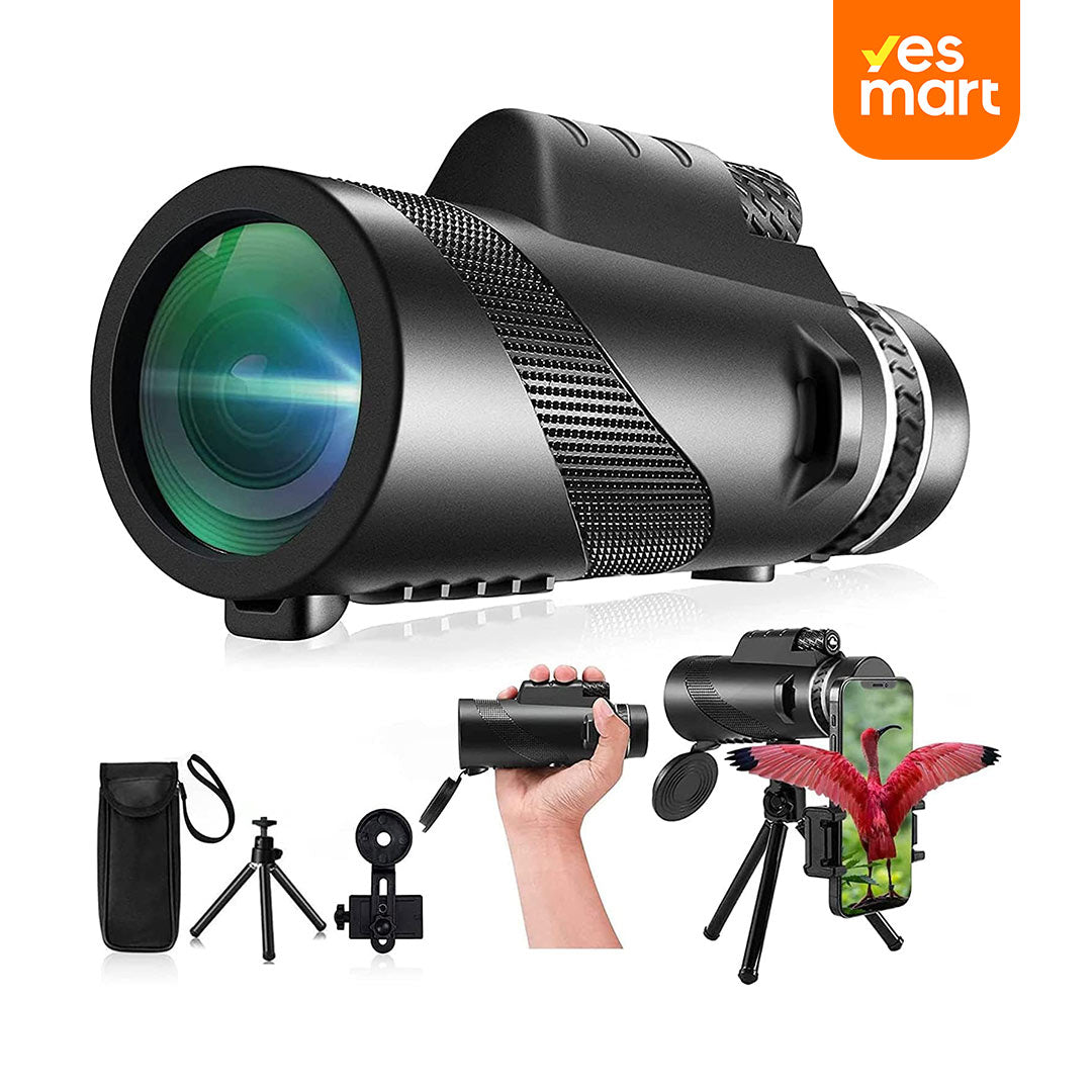 Telescopio Monocular de Alta Potencia 80x100, Compatible con Teléfonos Inteligentes, con Trípode y Prismas BAK-4, Ideal para Senderismo, Caza, Observación de Estrellas y Aves - HM003