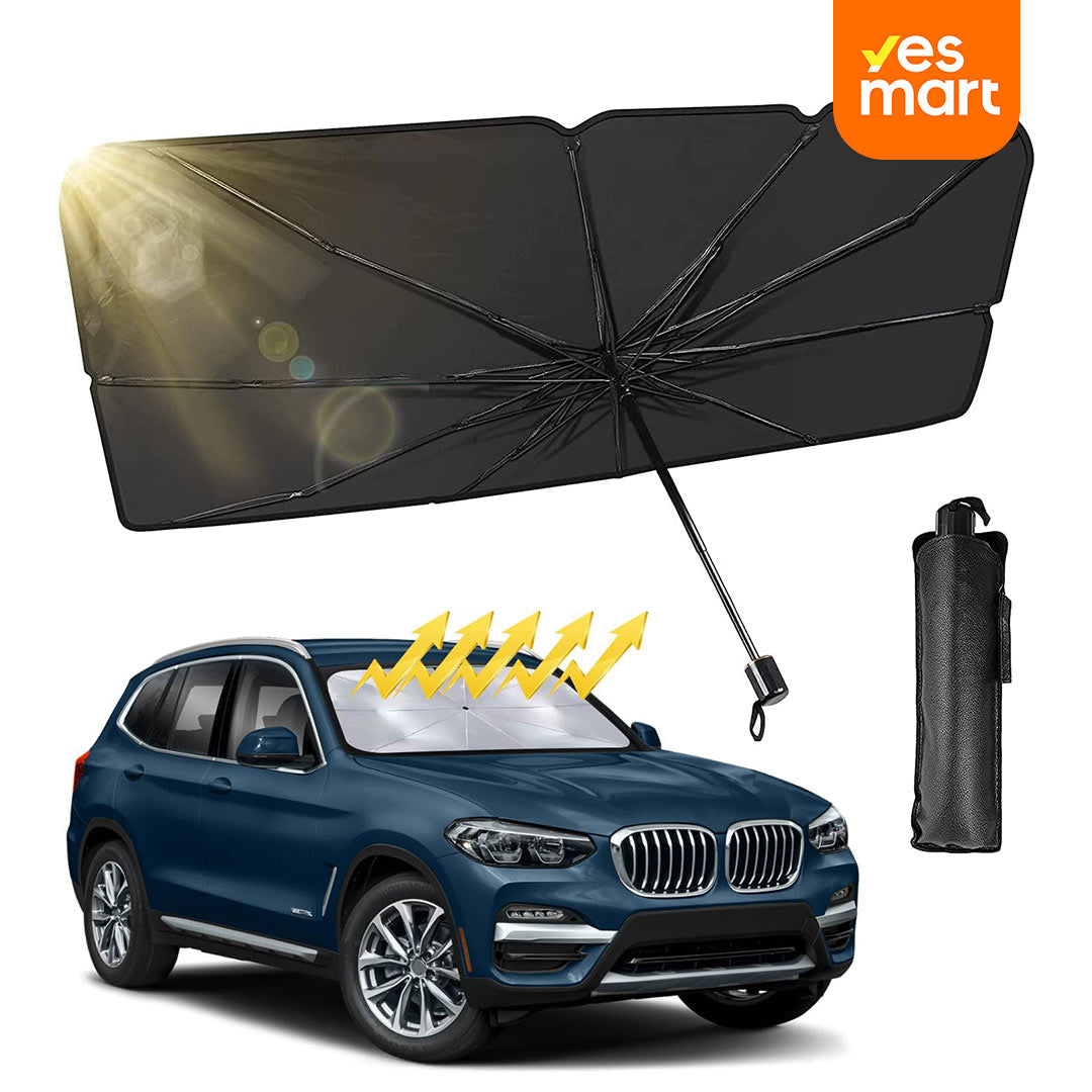 Parasol Plegable para Parabrisas de Auto – Protector Solar Universal con Revestimiento de Titanio y Plata, Bloquea Rayos UV, Mantiene el Auto Fresco, Compatible con Sedán, SUV y MPV – AH013