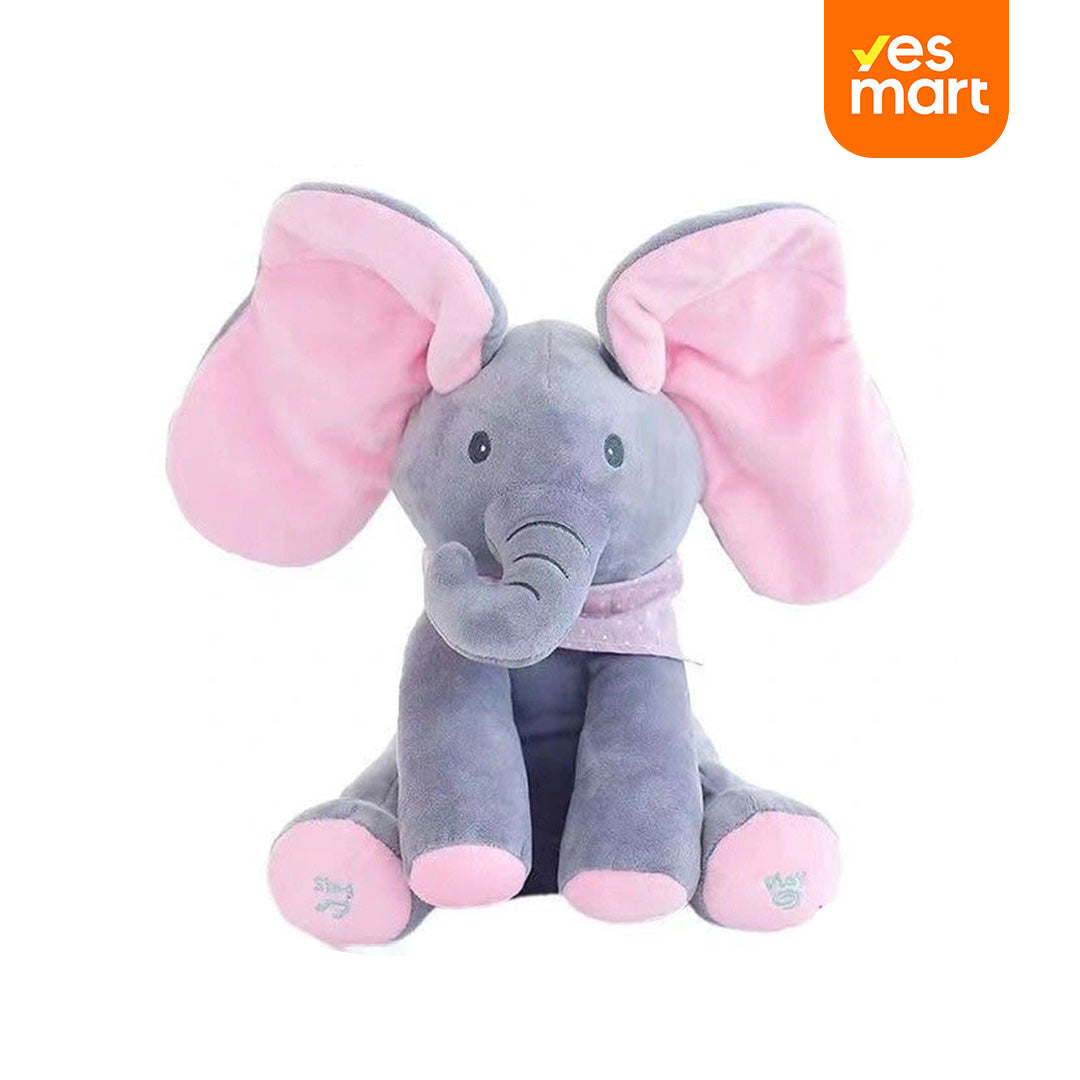 Juguete de Peluche Elefante Interactivo Peek A Boo, Elefante Musical con Orejas Móviles, Regalo para Bebés y Niños Pequeños JC011