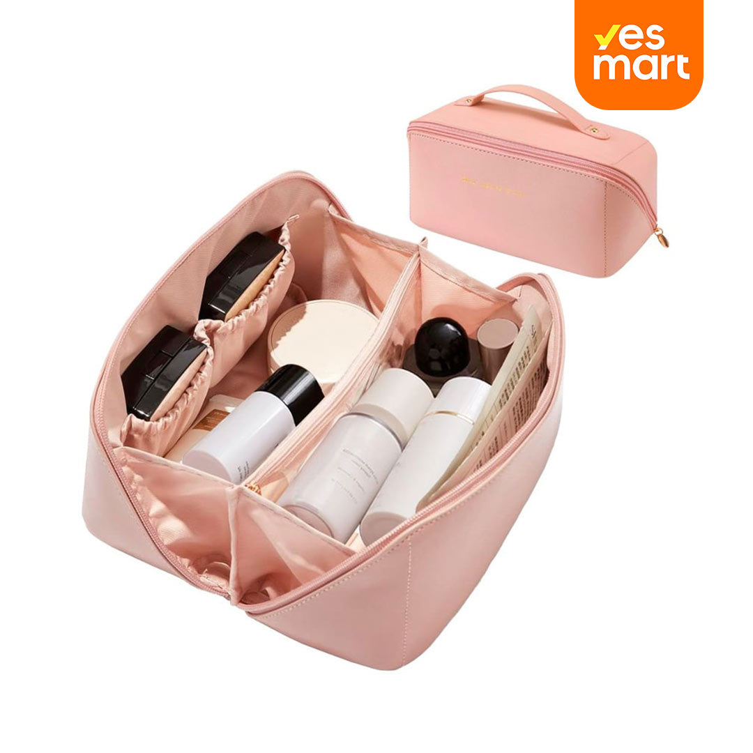 Bolsa de Maquillaje de Viaje, Bolsa de Maquillaje Grande y Resistente al Agua para Mujeres, Con Compartimentos y Asa - AH002