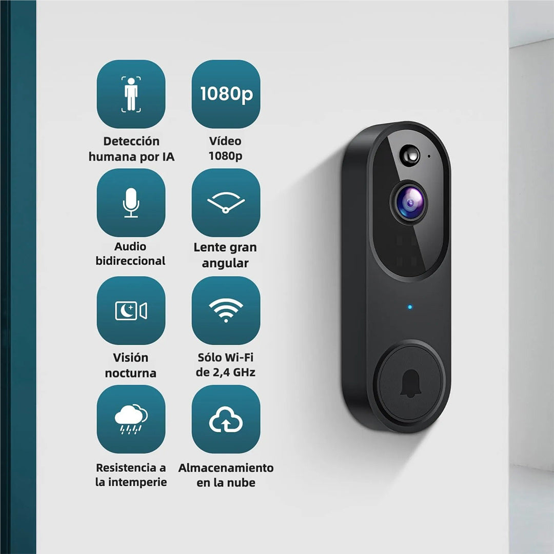 Cámara de videoportero Wi-Fi inalámbrica con audio bidireccional, detección de movimiento, visión nocturna y almacenamiento en la nube - CV003 - Yesmart