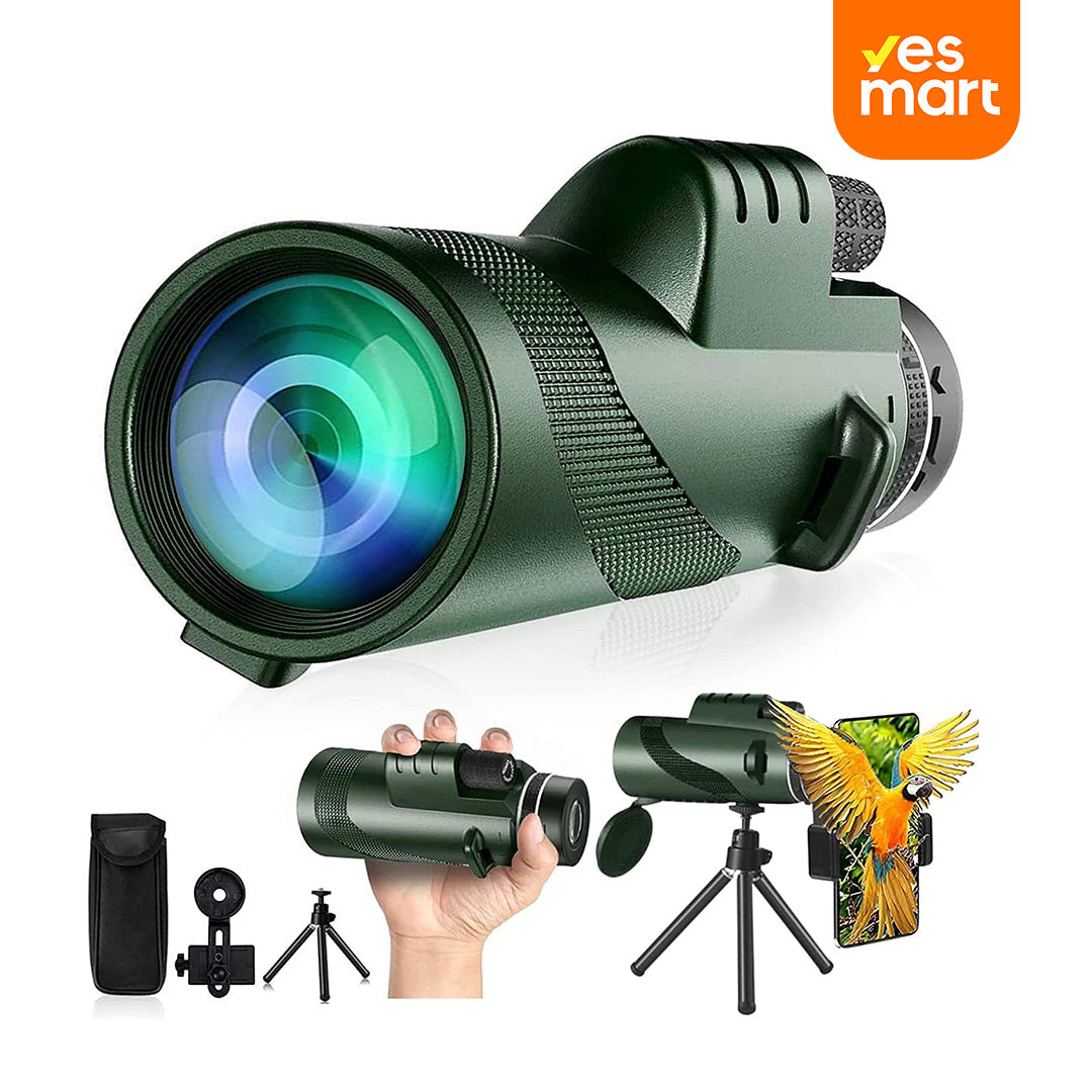 Telescopio Monocular de Alta Potencia 80x100, Compatible con Teléfonos Inteligentes, con Trípode y Prismas BAK-4, Ideal para Senderismo, Caza, Observación de Estrellas y Aves - HM003