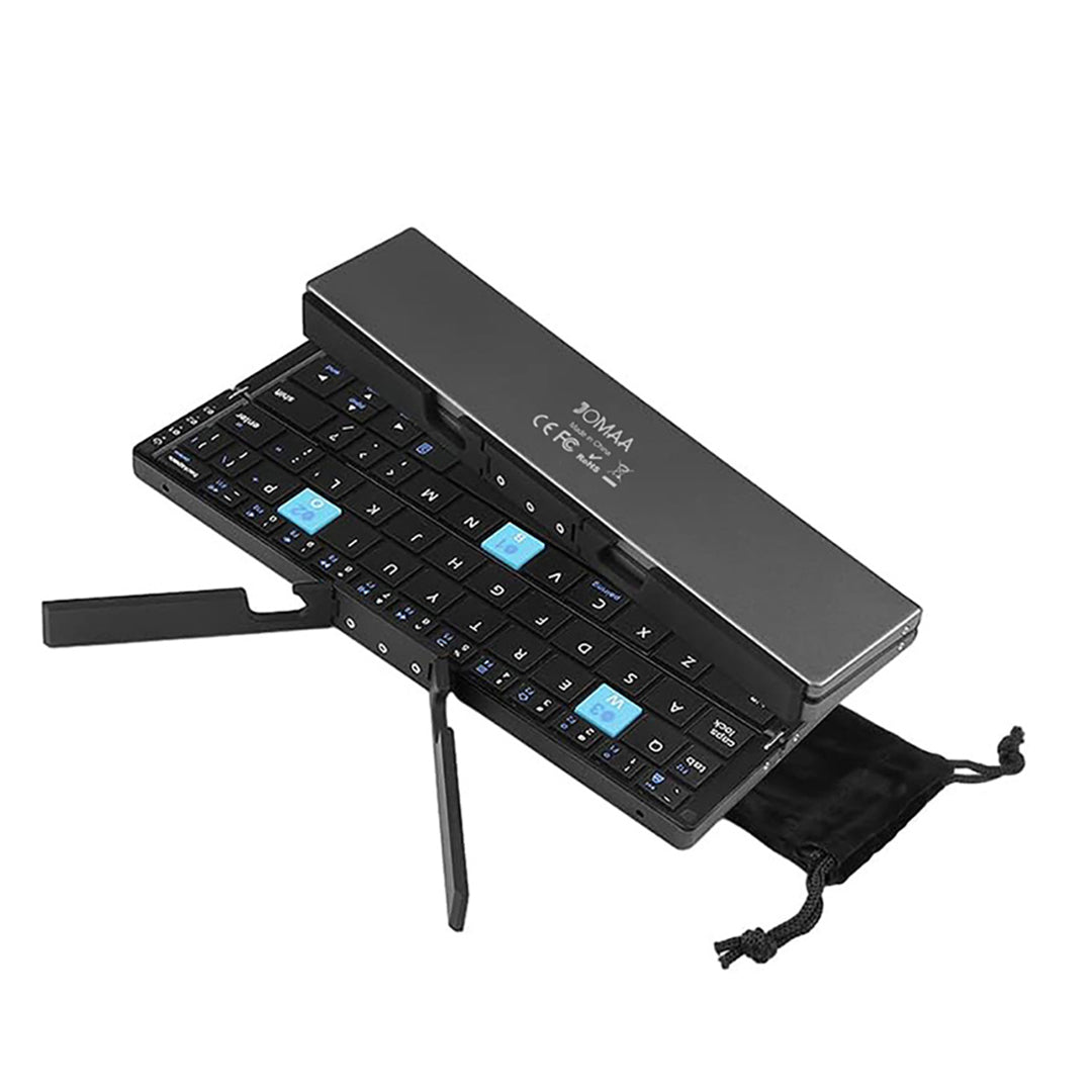 KM006 Teclado Bluetooth Plegable Mini con Soporte Magnético, Teclado Ergonómico y Silencioso, Recargable y Compatible con iPad, iPhone, Android, y Más