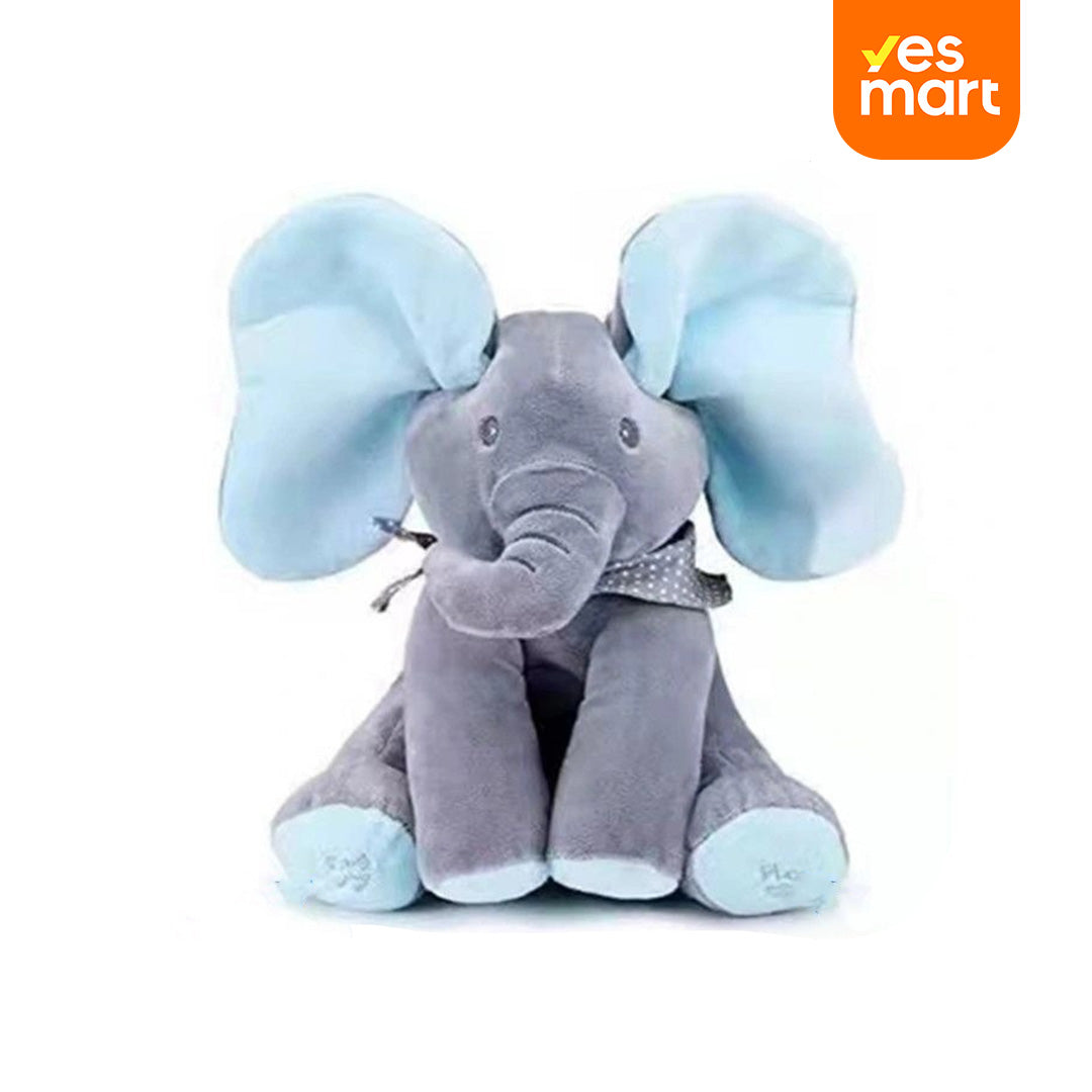 Juguete de Peluche Elefante Interactivo Peek A Boo, Elefante Musical con Orejas Móviles, Regalo para Bebés y Niños Pequeños JC011