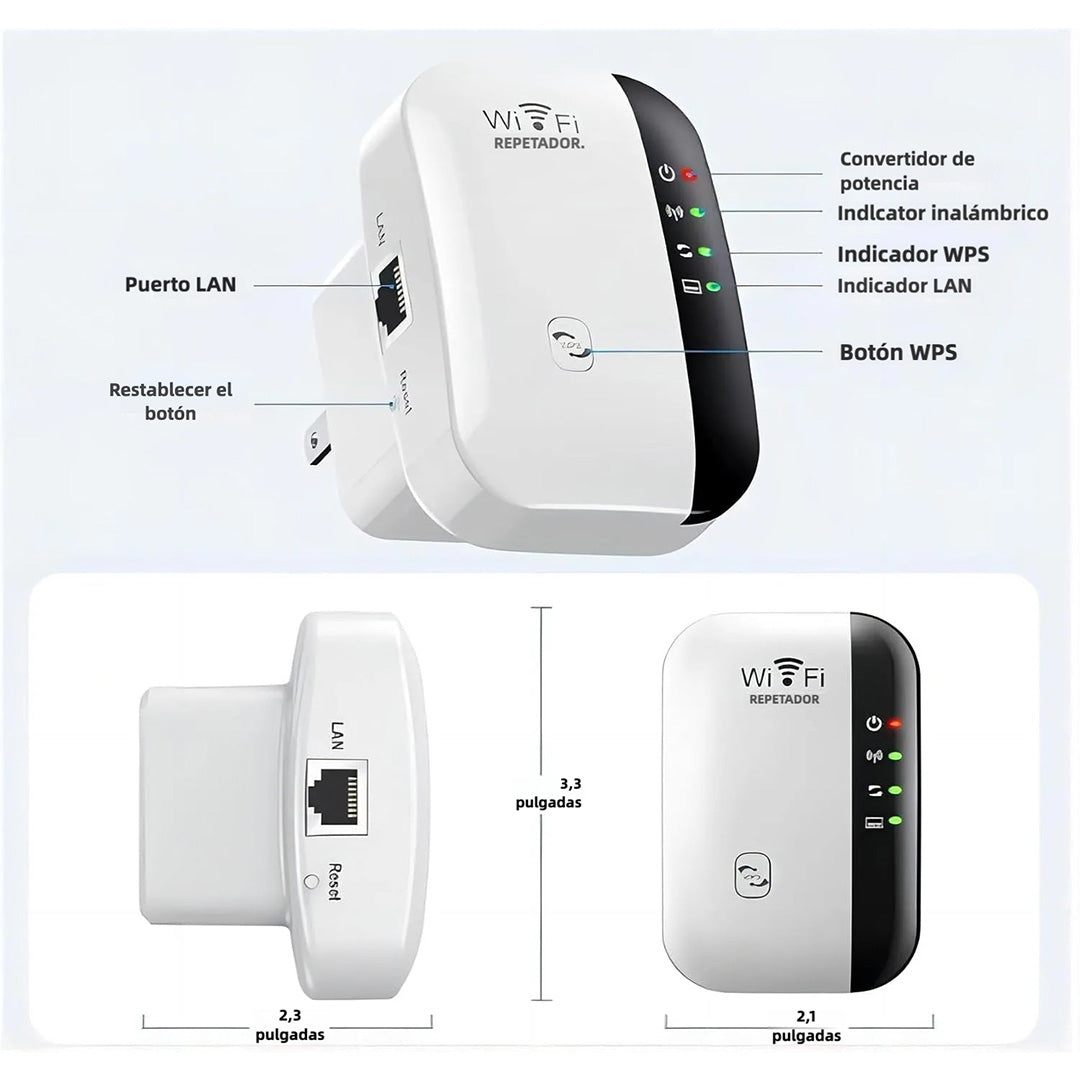 Extensor de WiFi con Amplificador de Señal – Cobertura hasta 5000 sq.ft, Compatible con Alexa, Puerto Ethernet – CL001