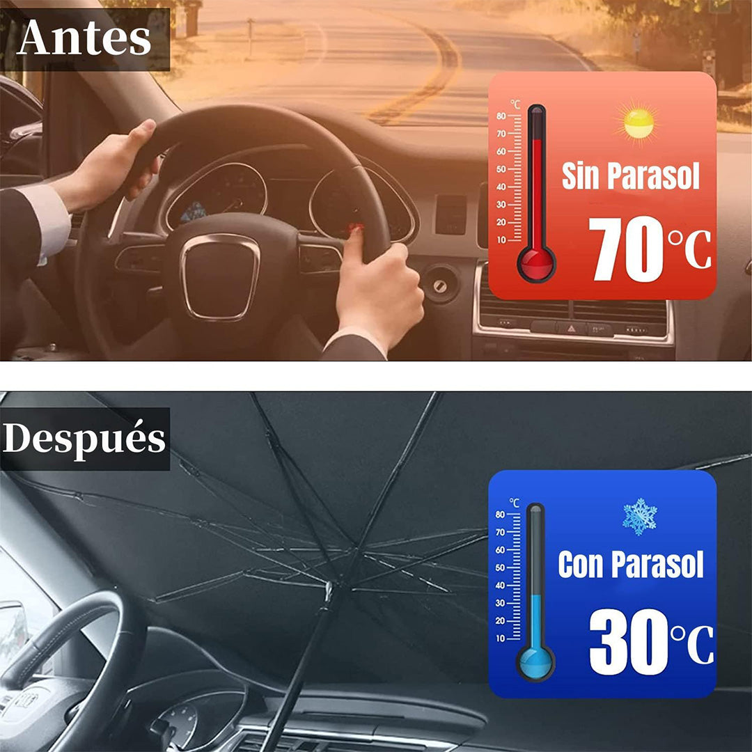 Parasol Plegable para Parabrisas de Auto – Protector Solar Universal con Revestimiento de Titanio y Plata, Bloquea Rayos UV, Mantiene el Auto Fresco, Compatible con Sedán, SUV y MPV – AH013