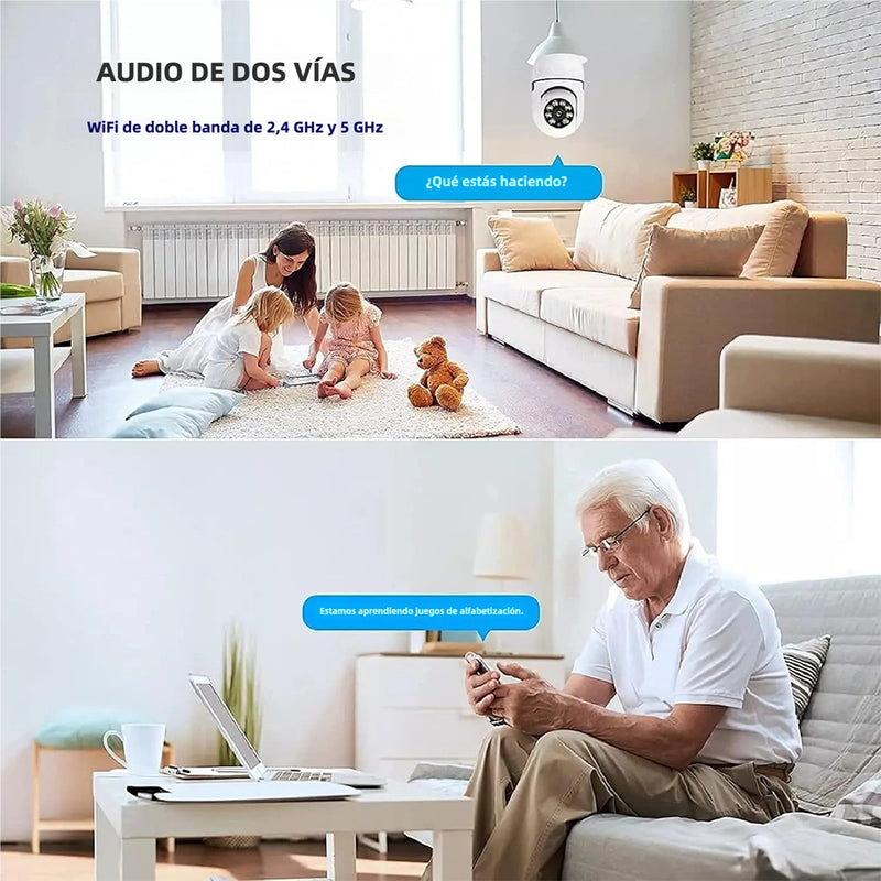 Cámara de Seguridad WiFi 360° Inalámbrica, Cámara de Lámpara con Vista de 1080P, Detección de Movimiento, Audio Bidireccional, Visión Nocturna, Compatible con 2.4GHz y 5GHz WiFi - CV005 - Yesmart