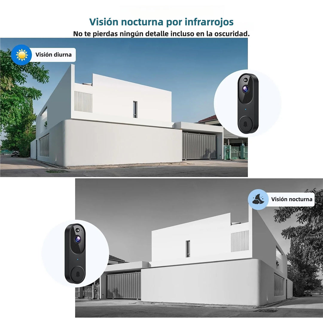 Cámara de videoportero Wi-Fi inalámbrica con audio bidireccional, detección de movimiento, visión nocturna y almacenamiento en la nube - CV003 - Yesmart