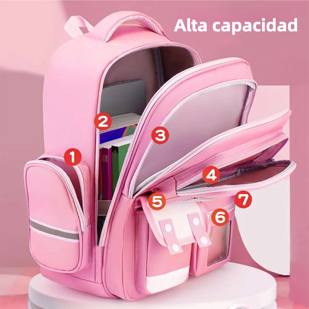 Mochila Escolar para Niñas – Mochila Infantil de Gran Capacidad, Ultraligera y Ergonómica, Diseño Kawaii con Elementos Reflectantes, Ideal para Escuela y Actividades al Aire Libre – AH012