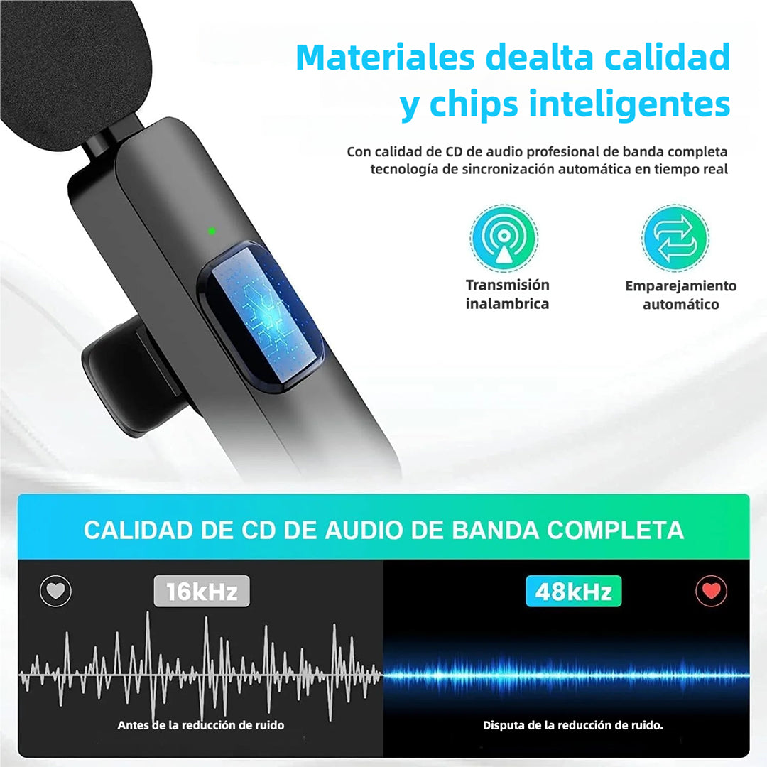 Micrófono Inalámbrico Lavalier para Celular, Reducción de Ruido, Ideal para iPhone/iPad/Android, Transmisión en Vivo, Vlog, Conferencia, Grabación Profesional MF001 - Yesmart