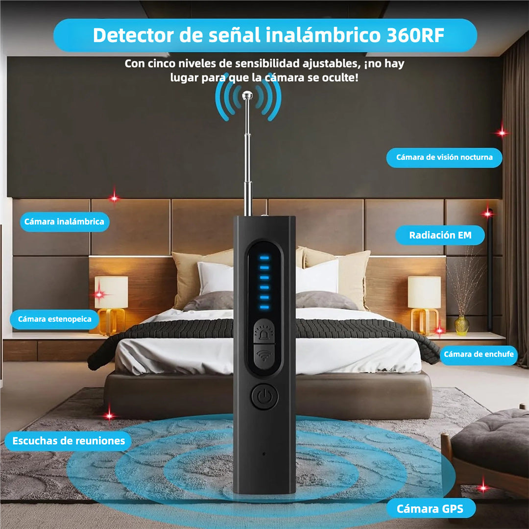 Detector de Cámara Oculta, Detector de Dispositivos de Escucha, Detector de GPS y Antiespionaje, Escáner Electrónico con Sensibilidad Ajustable, 30 Horas de Uso - CV004 - Yesmart