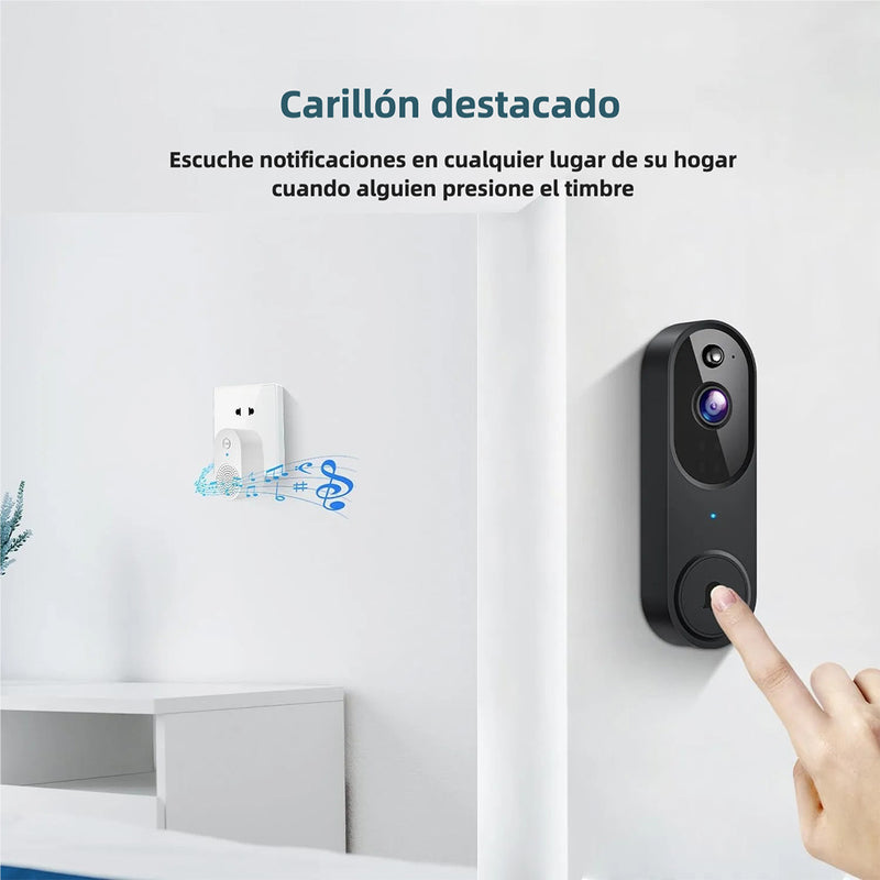 Cámara de videoportero Wi-Fi inalámbrica con audio bidireccional, detección de movimiento, visión nocturna y almacenamiento en la nube - CV003 - Yesmart