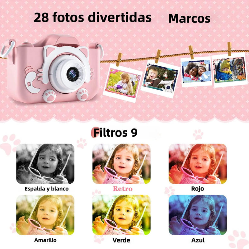 Cámara Digital para Niños, Juguete para Niños de 3-12 Años, Cámara Selfie con Video, 32GB TF Card y Funda de Silicona, Ideal para Regalos de Cumpleaños y Fiestas - CC010 - Yesmart