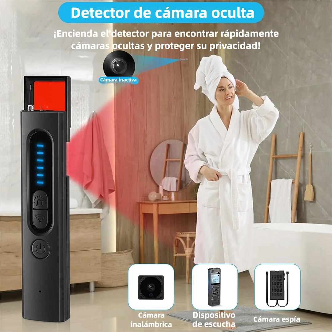 Detector de Cámara Oculta, Detector de Dispositivos de Escucha, Detector de GPS y Antiespionaje, Escáner Electrónico con Sensibilidad Ajustable, 30 Horas de Uso - CV004 - Yesmart