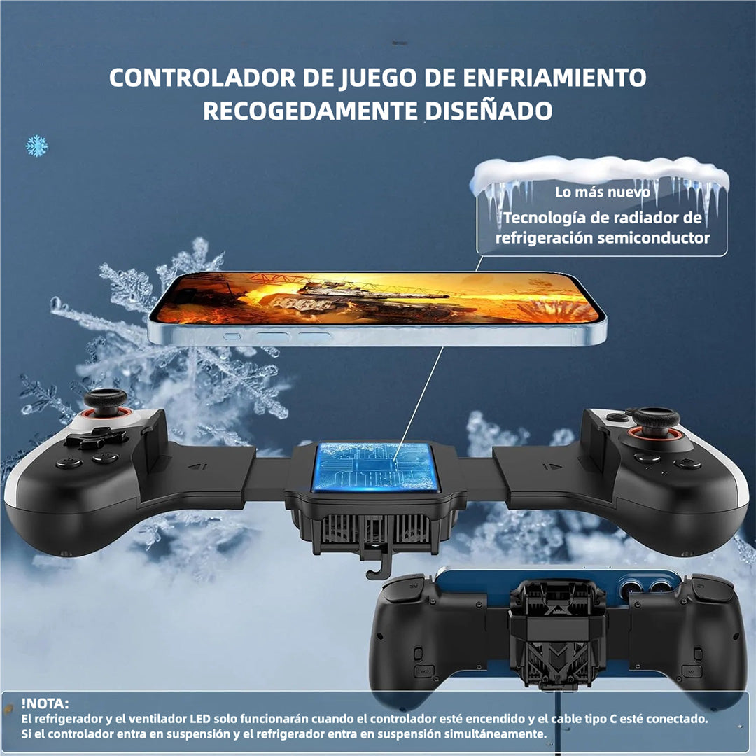 Controlador de Juegos para iPhone/Android con Soporte para Funda de Teléfono, Controlador Móvil con Enfriador para iPhone 16/15/14, Galaxy S24/S23/S22 - Ajuste Universal, Botones Personalizables, Turbo AJ005 - Yesmart