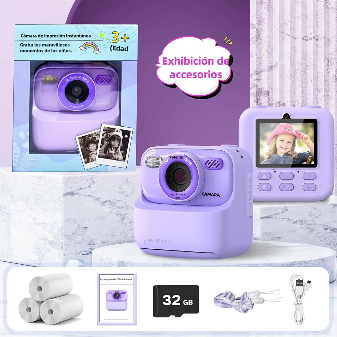 Cámara Infantil Digital 1080P con Impresión Instantánea, Dual Lente, 32GB, Regalo Perfecto para Niños de 3-16 Años - CC007 - Yesmart