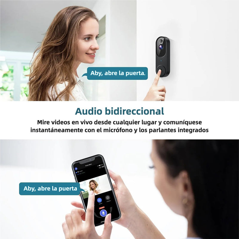 Cámara de videoportero Wi-Fi inalámbrica con audio bidireccional, detección de movimiento, visión nocturna y almacenamiento en la nube - CV003 - Yesmart