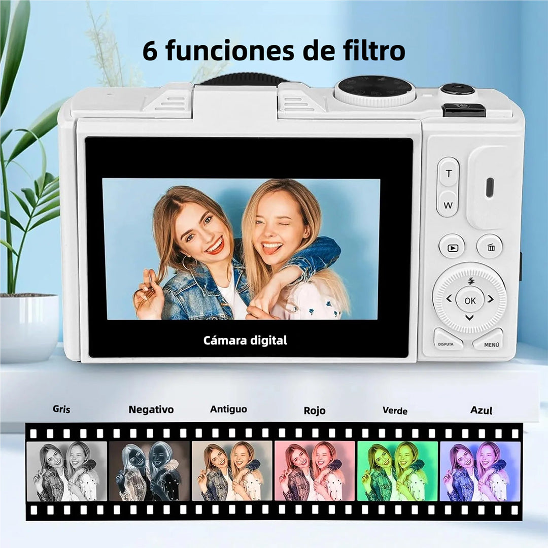 Cámara Digital 64MP 4K con Pantalla Flip de 3 Pulgadas, 18x Zoom, Ideal para Vlogs y Fotografía, Incluye Tarjeta TF de 32GB - CC009 - Yesmart