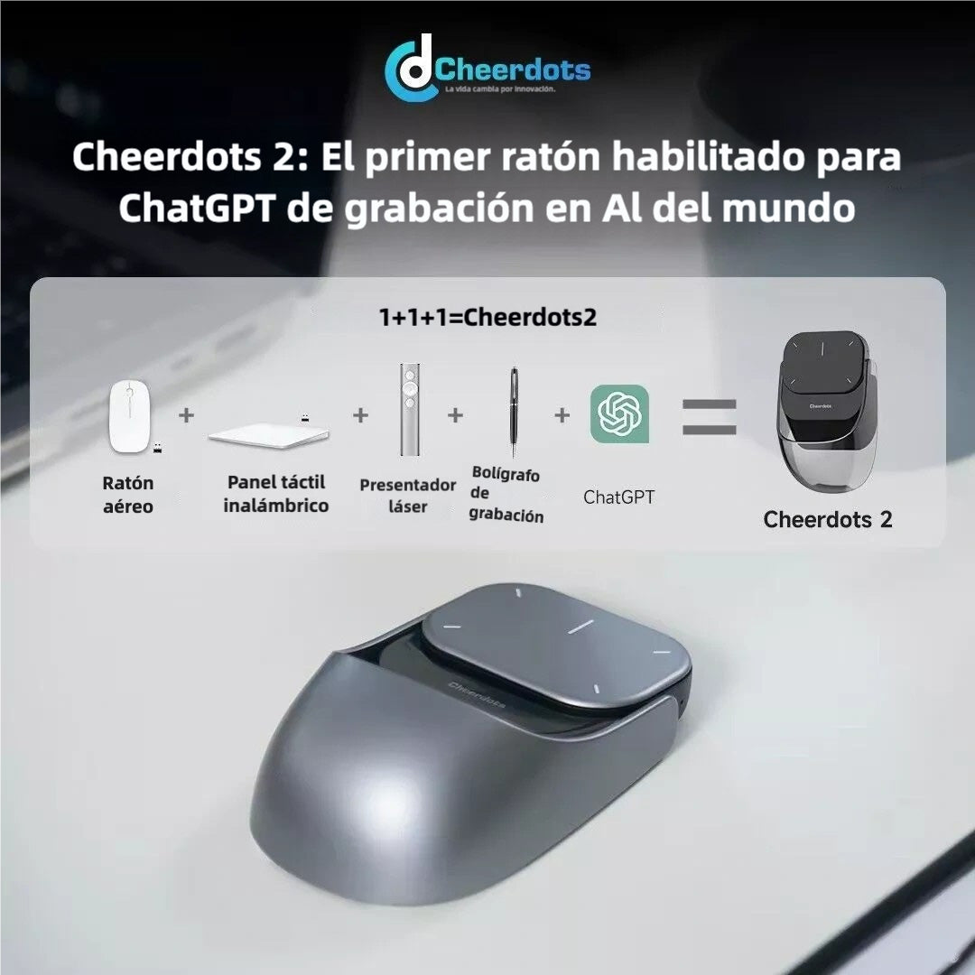 Mouse Aire Bluetooth Desmontable con Touchpad, Control Remoto Inalámbrico para Presentaciones, Micrófono, y Láser, Compatible con Mac y Windows - KM008 - Yesmart