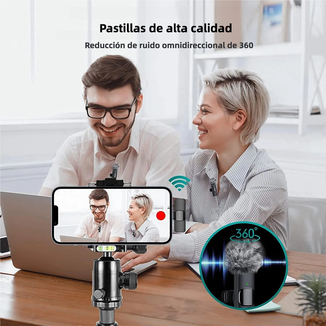 Micrófono Inalámbrico Lavalier para Celular, Reducción de Ruido, Ideal para iPhone/iPad/Android, Transmisión en Vivo, Vlog, Conferencia, Grabación Profesional MF001 - Yesmart