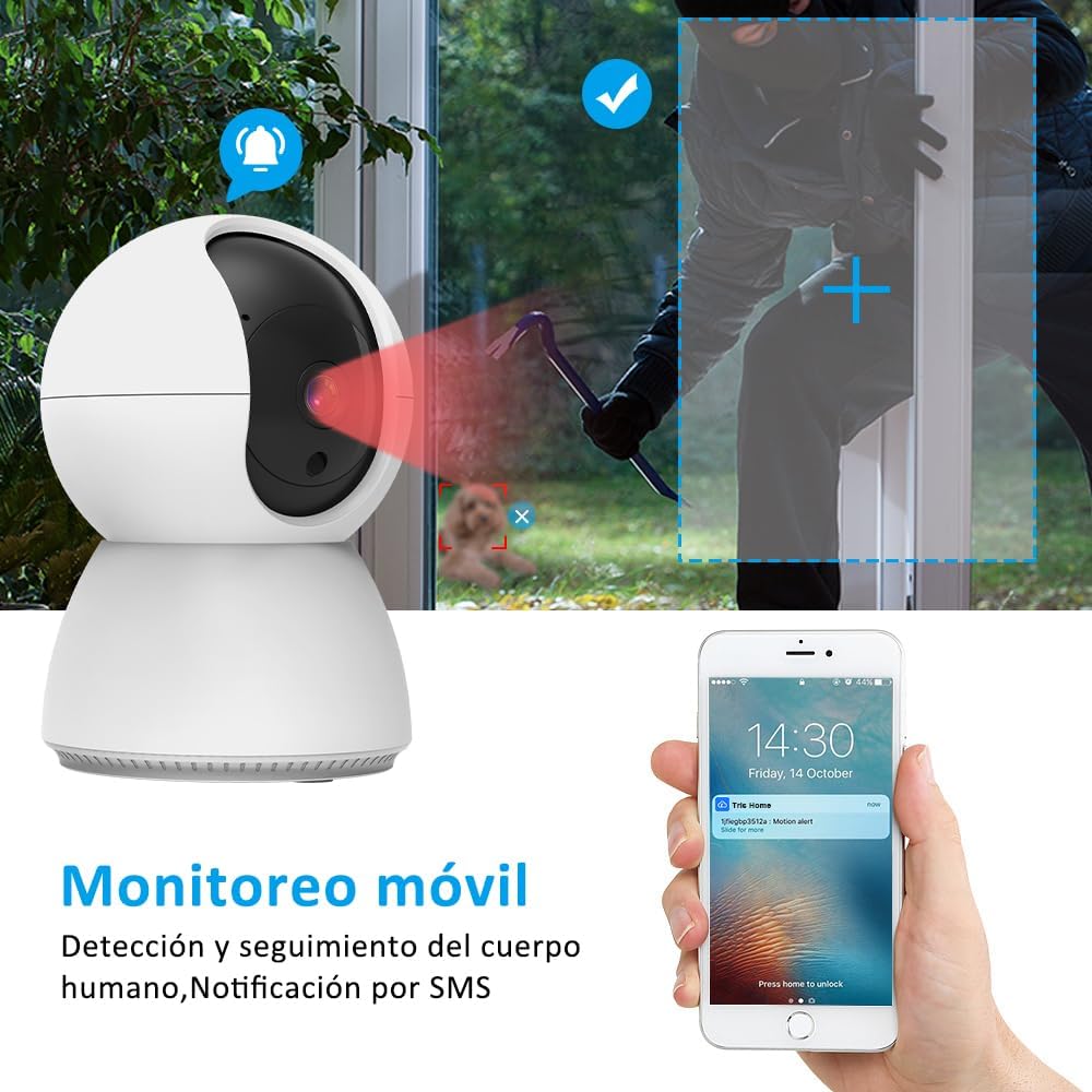 Cámara de Monitoreo para Bebé con Aplicación Móvil, Visión Nocturna, Audio Bidireccional, Detección de Movimiento y Almacenamiento en la Nube - CV001 - Yesmart