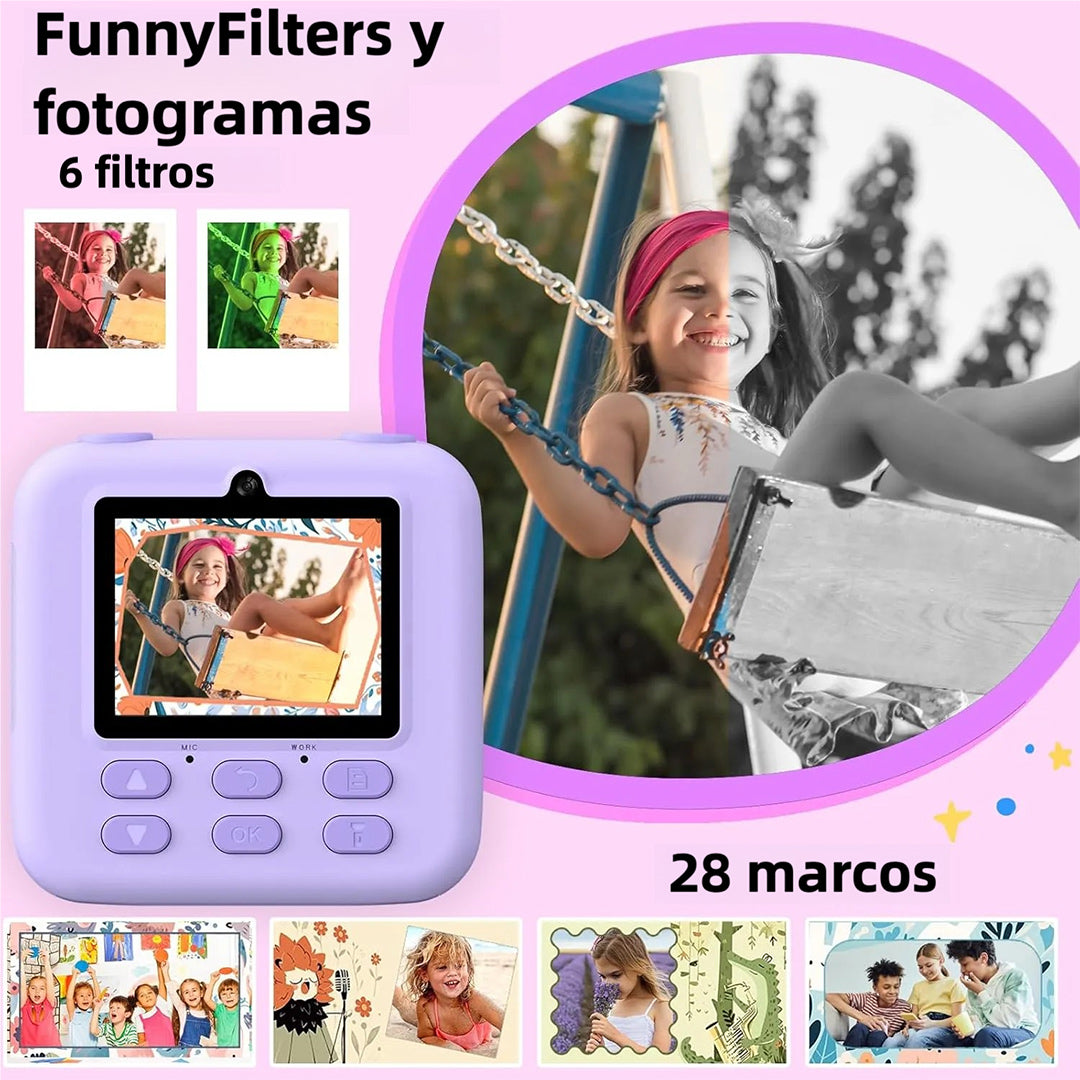 Cámara Infantil Digital 1080P con Impresión Instantánea, Dual Lente, 32GB, Regalo Perfecto para Niños de 3-16 Años - CC007 - Yesmart