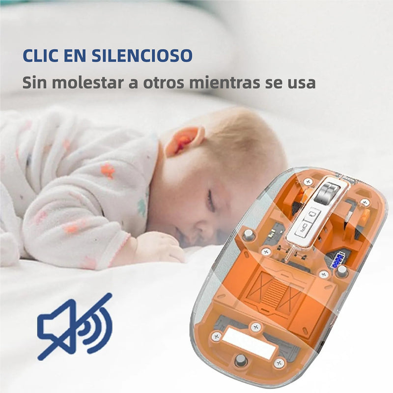 Mouse Inalámbrico Bluetooth LED Claro y Silencioso, 2.4G y Bluetooth Tri-Mode 2400DPI, Mouse Óptico Recargable para Computadora Portátil y PC - KM007 - Yesmart