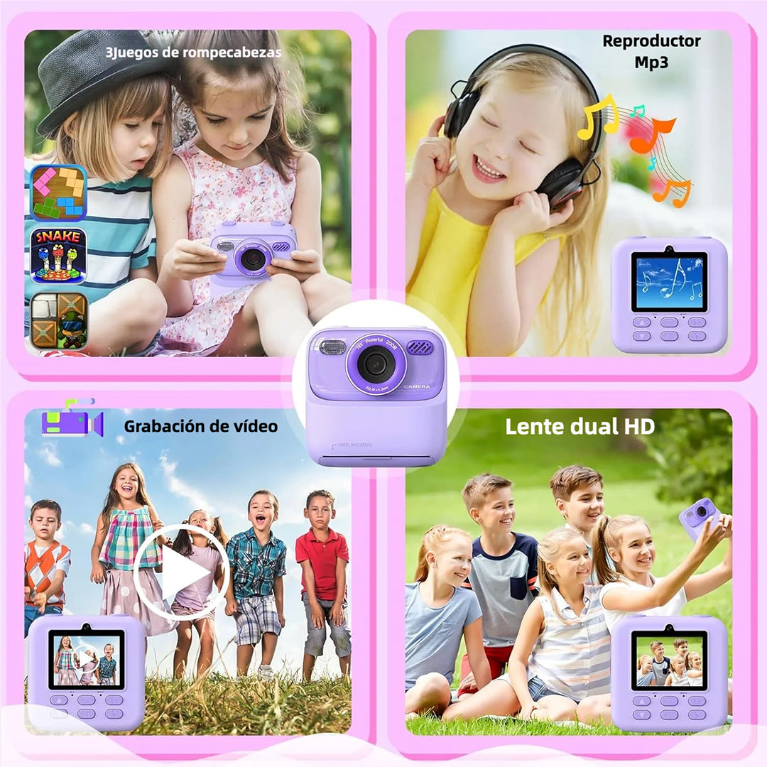 Cámara Infantil Digital 1080P con Impresión Instantánea, Dual Lente, 32GB, Regalo Perfecto para Niños de 3-16 Años - CC007 - Yesmart