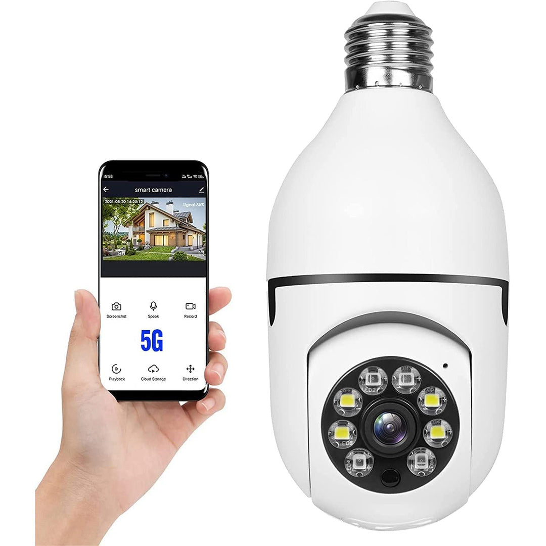 Cámara de Seguridad WiFi 360° Inalámbrica, Cámara de Lámpara con Vista de 1080P, Detección de Movimiento, Audio Bidireccional, Visión Nocturna, Compatible con 2.4GHz y 5GHz WiFi - CV005 - Yesmart