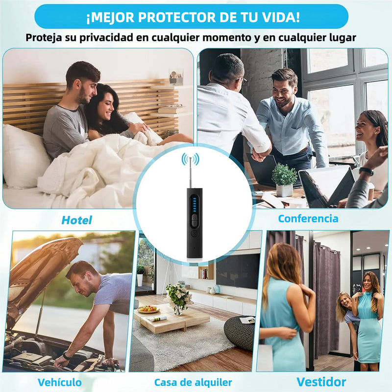 Detector de Cámara Oculta, Detector de Dispositivos de Escucha, Detector de GPS y Antiespionaje, Escáner Electrónico con Sensibilidad Ajustable, 30 Horas de Uso - CV004 - Yesmart