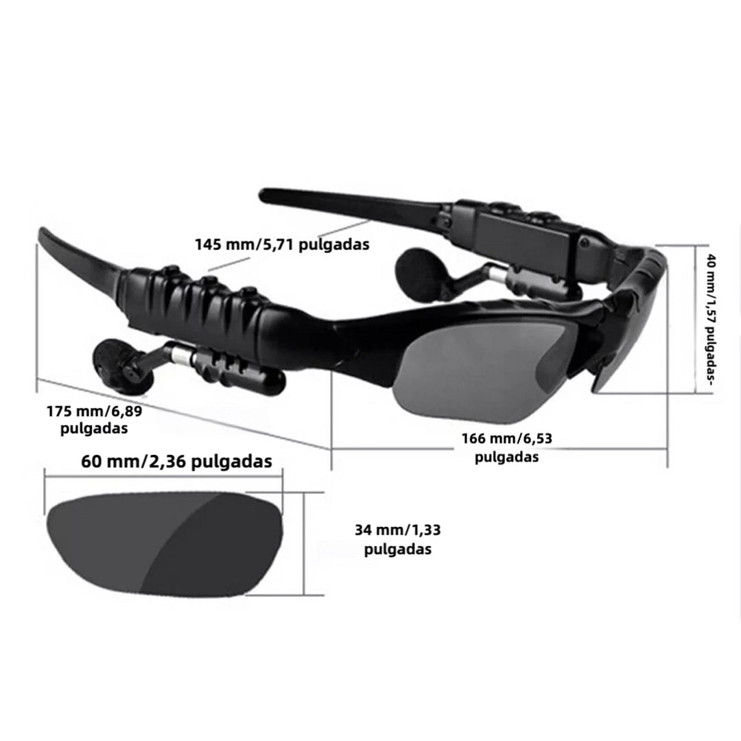 Gafas de Sol Bluetooth Inalámbricas con Estéreo y Protección Rayos UV, Audífonos Bluetooth 4.1 para Música y Llamadas, Para Hombres y Mujeres, con Micrófono - BH038