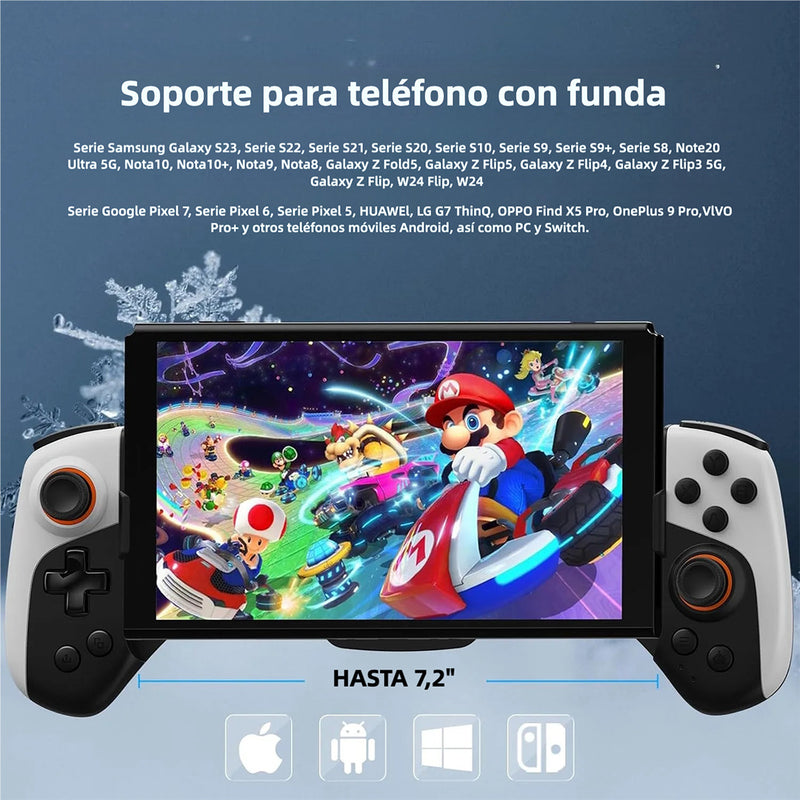 Controlador de Juegos para iPhone/Android con Soporte para Funda de Teléfono, Controlador Móvil con Enfriador para iPhone 16/15/14, Galaxy S24/S23/S22 - Ajuste Universal, Botones Personalizables, Turbo AJ005 - Yesmart