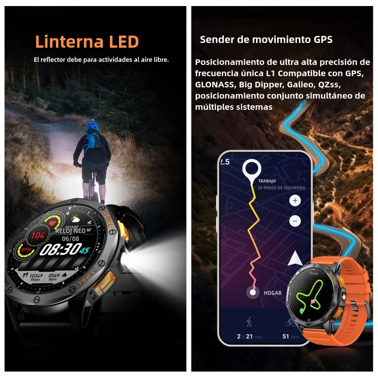 Smartwatch-SW022 Reloj Inteligente Deportivo GPS con Brújula, Altímetro y Llamadas Bluetooth