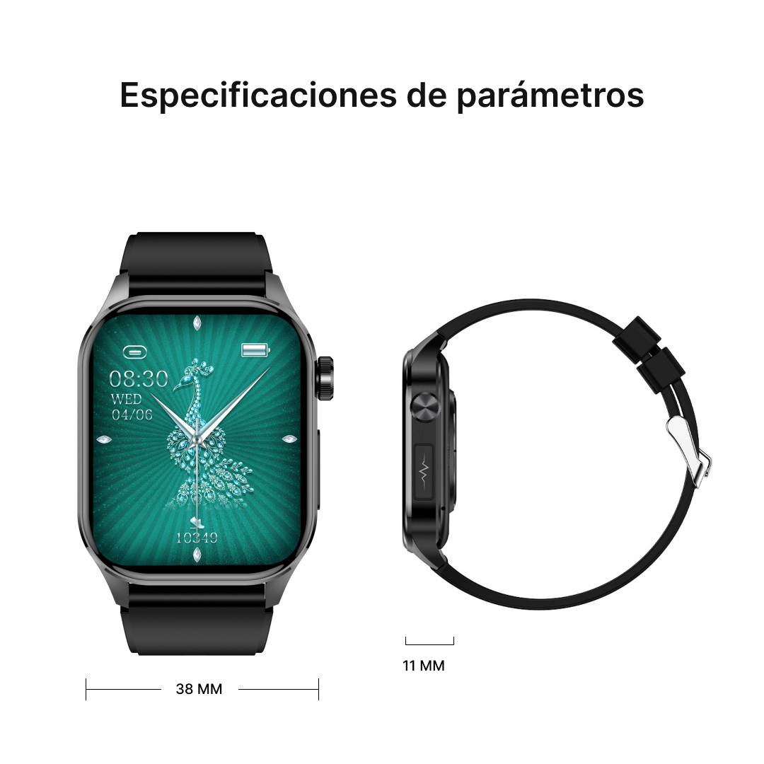 Reloj inteligente 2.04” AMOLED Pantalla HD con Monitor de Salud Integral, 150 Modos Deportivos, IP68 Resistente al Agua, Bluetooth 5.2 y ECG SW031 - Yesmart