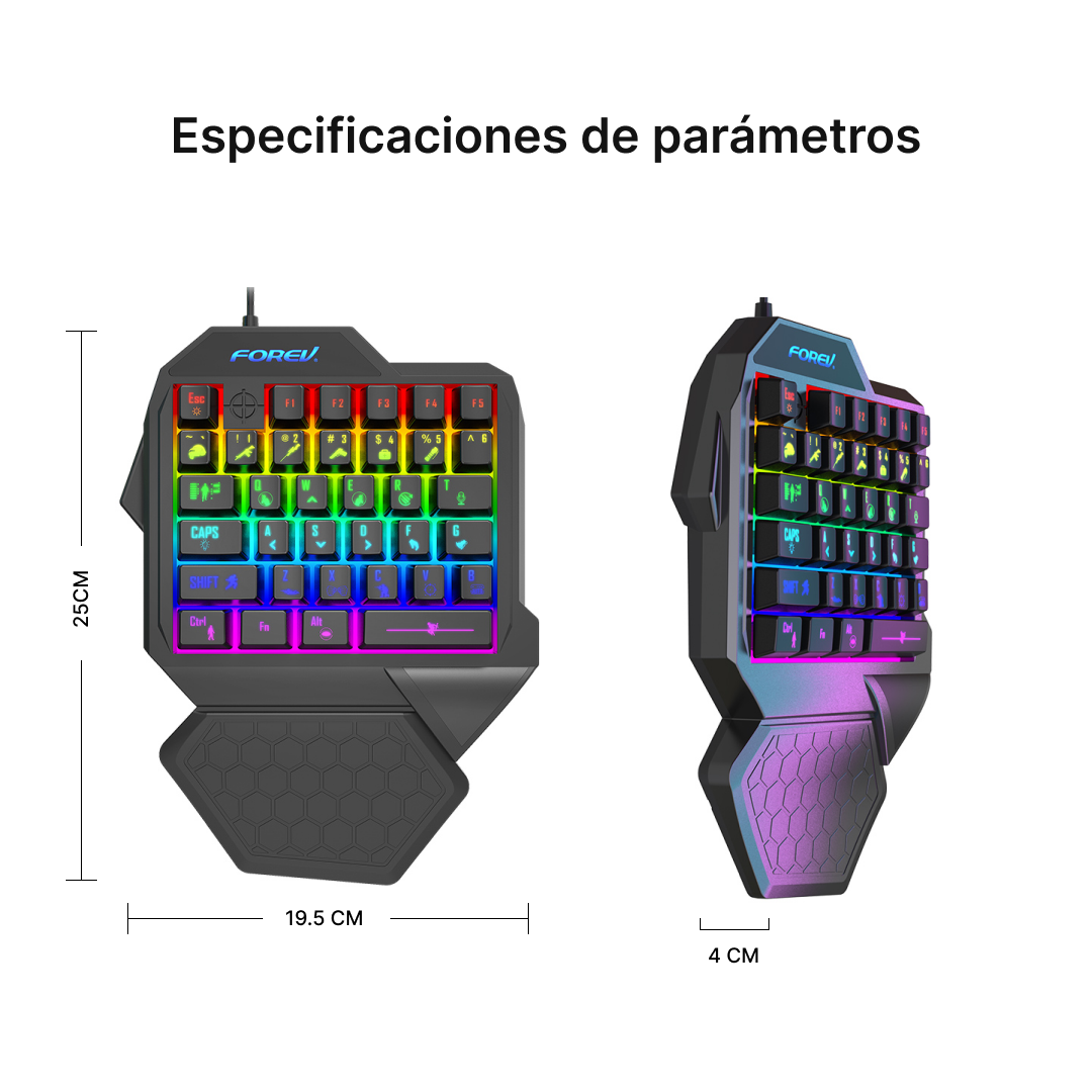 Teclado Gaming de una Mano, Retroiluminado con Diseño Ergonómico, 35 Teclas y Respuesta Rápida KM001 - Yesmart