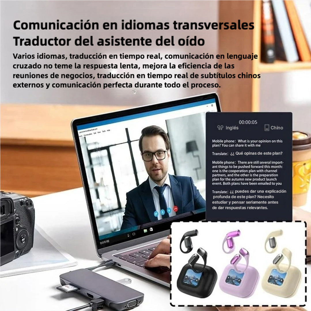 Auriculares inalámbricos Bluetooth con traducción IA y reproducción en 144 idiomas - BH037 - Yesmart